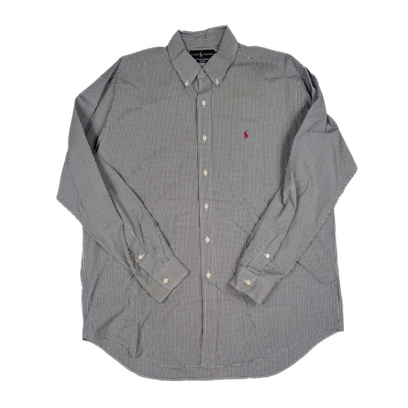 Polo Ralph Lauren Blake‎ Black White Check Button Long Sleeve Men's Size Large - Picture 1 of 6